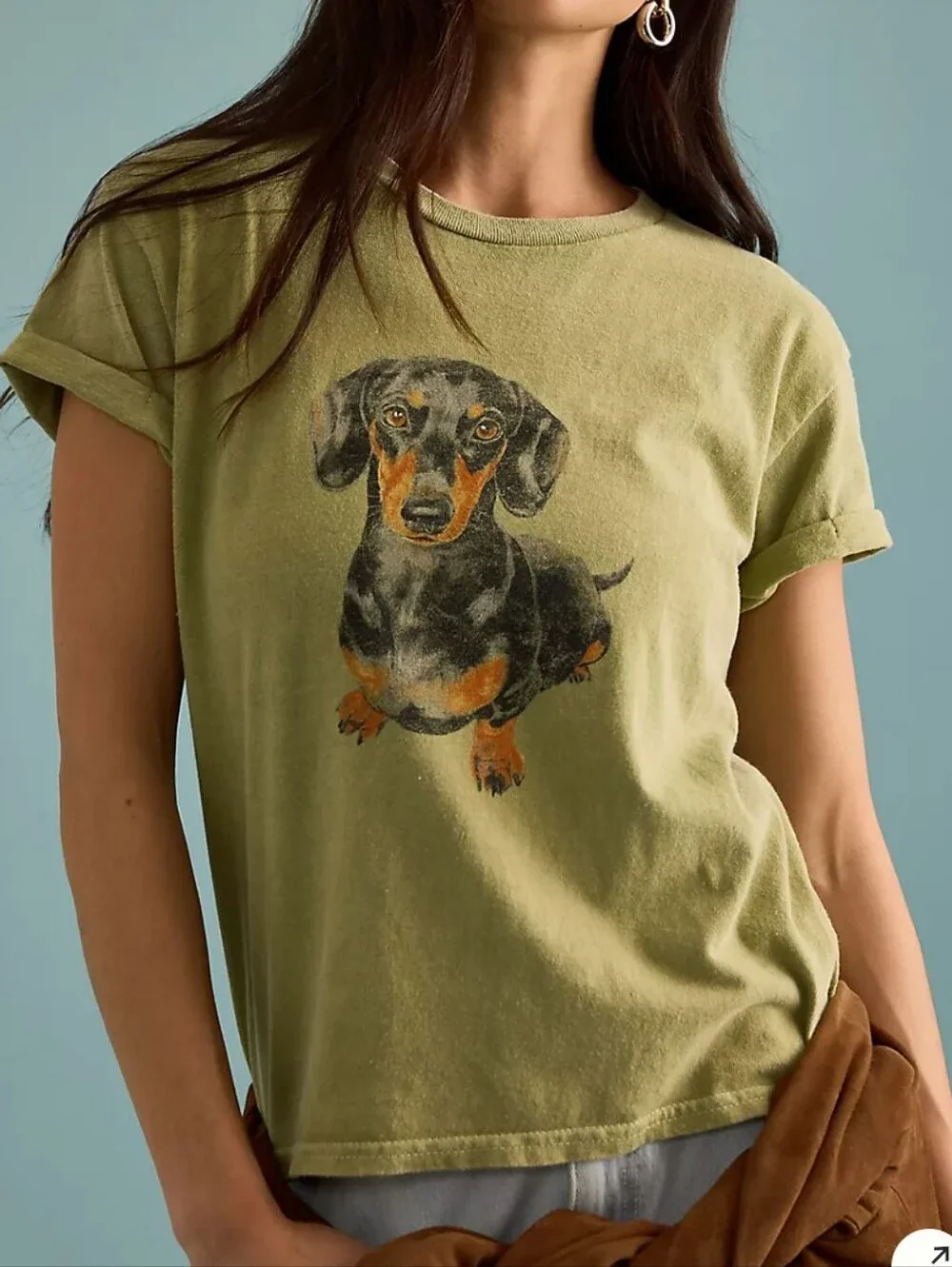 Anthropologie Olive Dachshund Tee *Size Medium - Picture 2 of 2